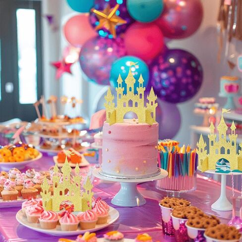 2 PCS Princess Castle Menced Princess Thream Table Centerpieces Princess Castle موضوع عيد ميلاد الطاولة زخارف الطاولة للاستحمام الطفل الأميرة حفل عيد ميلاد للحفلات المركزية اللوازم الذهب in Kuwait