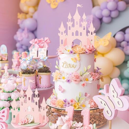 2 PCS Princess Castle Menced Princess Thream Table Centerpieces Princess Castle موضوع عيد ميلاد الطاولة زخارف الطاولة للاستحمام الطفل الأميرة حفل عيد ميلاد للحفلات المركزية اللوازم الذهب in Kuwait