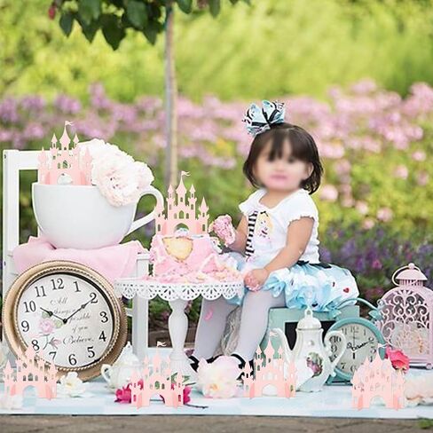 2 PCS Princess Castle Menced Princess Thream Table Centerpieces Princess Castle موضوع عيد ميلاد الطاولة زخارف الطاولة للاستحمام الطفل الأميرة حفل عيد ميلاد للحفلات المركزية اللوازم الذهب in Kuwait