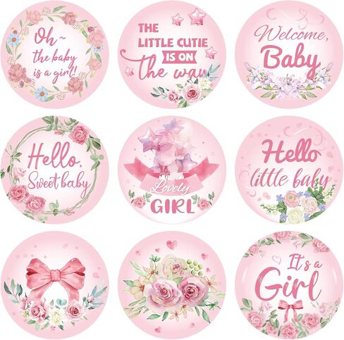 504pcs Girl Baby Shower Stickers for Favors, Pink Sweet It's A Girl Baby Stickers Round Baby Girl Labels for Chocolate Candy Gift Wrapping Scrapbooking Envelope Birthday Party (Floral) in Saudi Arabia
