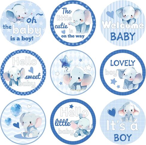 504pcs Boy Baby Shower Stickers for Favors, Blue Lovely Welcome Baby Stickers Round Little Baby Boy Newborn Labels for Chocolate Candy Gift Wrapping Scrapbooking Envelope Birthday Party (Bear) in Saudi Arabia