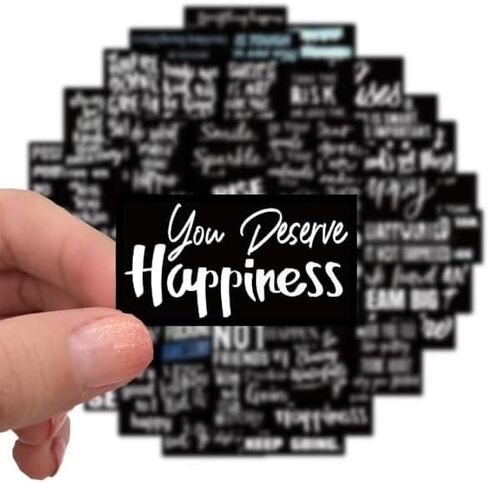 61Pcs Cool Black Motivational Stickers Decals for Kids, Teens Premium Waterproof Vinyl Inspirational Phrase Stickers for Water Bottles, Skateboards, Laptops, Phone Cases, Guitars, Helmets, Bikes in Saudi Arabia