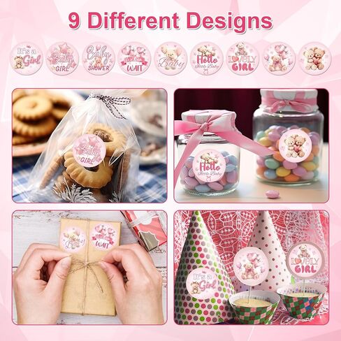 504pcs Girl Baby Shower Stickers for Favors, Pink Sweet It's A Girl Baby Stickers Round Baby Girl Labels for Chocolate Candy Gift Wrapping Scrapbooking Envelope Birthday Party (Floral) in Saudi Arabia