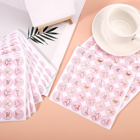 504pcs Girl Baby Shower Stickers for Favors, Pink Sweet It's A Girl Baby Stickers Round Baby Girl Labels for Chocolate Candy Gift Wrapping Scrapbooking Envelope Birthday Party (Floral) in Saudi Arabia