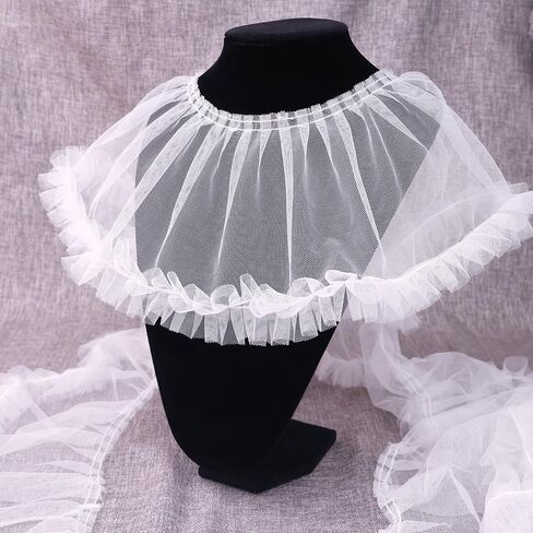 Black Ruffle Lace Trim 6.7inch Wide Pleated Lace Ribbon Gathered Edge Trimming for Dress Sewing, Home Deocration in Saudi Arabia