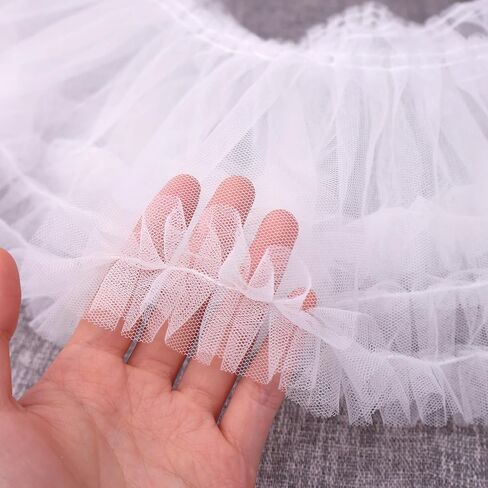 Black Ruffle Lace Trim 6.7inch Wide Pleated Lace Ribbon Gathered Edge Trimming for Dress Sewing, Home Deocration in Saudi Arabia