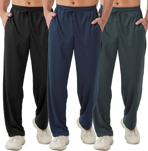 DWUGD'L 3Pack Men's Lightweight Sweatpants with Pockets Open Bottom Athletic Pants for Workout,Jogging,Gym,Running,Training in Saudi Arabia