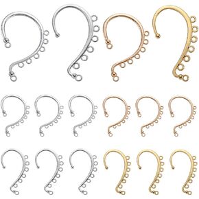 SUNNYCLUE 32Pcs Wrap Around Ear Cuffs Non Piercing Wraps Ears Cuff Golden Silver Alloy Earrings Findings with Holes for Earring Backs Findings Jewelry Making Accessories Women Men Adult Crafting