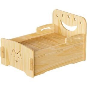 Wooden Cat Bed and Dog Bed, Pet Bed Without Calming Mattress, Small Animal Cute Warm Habitats for Hamsters Ferret Bunny Sleeping Hiding