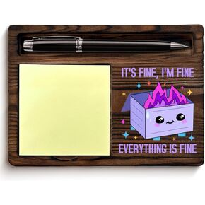 Dumpster Fire Sticky Note Holder Funny Office Gifts for Coworkers Employees, I'm Fine Everything is Fine Dumpster Fire Post It Note Dispenser for Office Cubicle Desk Decor