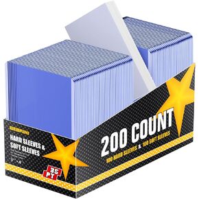 200 Count Top Loaders for Cards, Hard Plastic Toploaders Card Sleeves, Sports Baseball Trading PKM Card Holder Protectors (200 Toploaders)