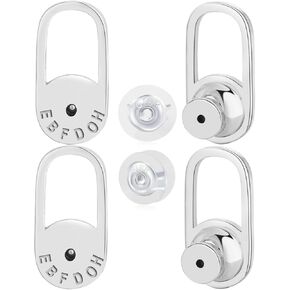 Earring Backs, EBFDOH Well Made U Shape Earring Lifter Backs for Droopy Ears, Heavy Earrings 4PCS Locking Earring Backings Replacements Plus 2 PCS Rubber Earring Backs,Mixed Color