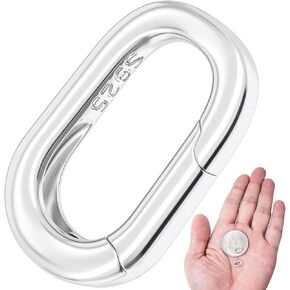 2pcs Oval Necklace Carabiner Clasps, 925 Sterling Silver Jewelry Clasps Closures, Spring Pendant Bracelet Connector Necklace Shorter Enhancer for Women DIY Crafts, Jewelry Making (7 x 12 mm)