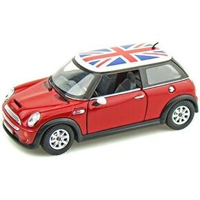KiNSMART Mini Cooper S 5inch 1:28 Scale Die Cast Metal Model Toy Cars Red with British Flag