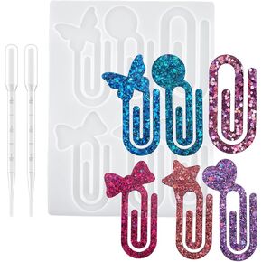 Actvty Jumbo Paper Clips Bookmarks Silicone Mold, Bookmark Resin Mold, Resin Craft Casting Mould DIY School Office Home Gift Classroom Stationery Crafts Supplies