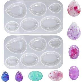 2Pcs Waterdrop and Oval Resin Jewelry Molds, Water Drop Resin Molds Silicone, Oval Pendant Resins Mold for DIY Gem Cabochon Pendant, Earring, Necklace Jewelry Making