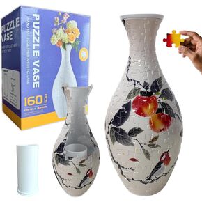 3D Puzzle Vase – 160-Piece Interlocking Plastic DIY Flower Vase, Home Decor/Stress Reliever/Floral Arrangement Art, Unique Creative Gift