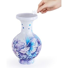 Led 3D Puzzle Vase for Adults Puzzle Planter Pot for Women,3D Art Jar Puzzles for House Flowers Arrangements and Home Decoration (Roses and Butterflies)