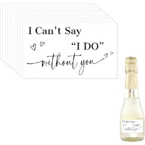 BOXOB 10pcs Bridesmaid Proposal Mini Champagne Labels, Black I Can't Say I Do Without You Stickers Bridesmaid Proposal Stickers Decor for Bridal Shower Bachelorette Party Supplies Decorations