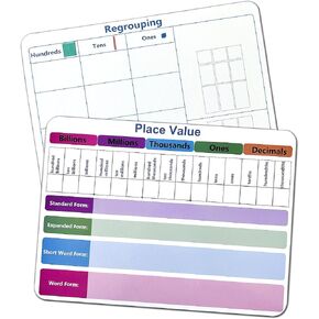 6 Set Place Value WhiteBoard, 9" x 12" Double Sided Dry Erase Boards for Kids for Teaching Place Values from Billions to Decimal Numbers, Math Manipulatives Lapboards for Teachers School in Kuwait