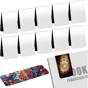 12 Pcs Blanks Sublimation Magnetic Bookmark Double Sided Heat Transfer Magnet Bookmark Clips Blank Rubber Book Marker Bulk for Women Men DIY Crafts Gifts Personalized Book Lovers Present