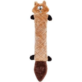 ZippyPaws - Jigglerz Tough No Stuffing Squeaky Plush Dog Toy with Crinkle Head and Tail - Chipmunk