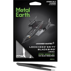 Fascinations Metal Earth SR-71 Blackbird Color 3D Metal Model Kit Bundle with Tweezers