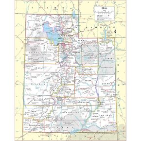 Cool Owl Maps Utah State Wall Map Poster Rolled 24"Wx30"H (Laminated)
