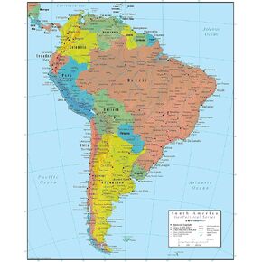 South America Wall Map GeoPolitical Edition by Swiftmaps (18x22 Laminated)