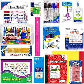 OMURA Learning | Primary Back-to-School Supply Box for All-in-One Student Essentials Set | Composition Book Ruler | Ideal School Supplies Gift | 70 Count