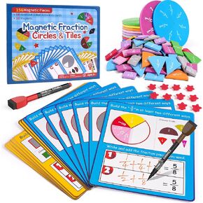 Magnetic Fraction Tiles & Fraction Circles Activity Classroom Set Math Manipulatives Educational Puzzle for Elementary School Fraction Magnets & Resources Montessori Learning Toys