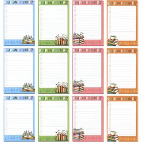 Book Lovers Gifts Sticky Notes- 12 Packs, 50 Sheets/Pad Tear-Resistant & No Residue, Notepad Gifts,Perfect Reading Day Gift for Bookworms, Teachers to-do List, Book Clubs
