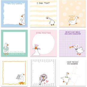 Funny Sticky Notes Gifts - 9 Pack Funny Sticky Notes 3x3 Inch Silly Office Gifts for Coworkers Goose Post It Notepads Work Gag Self-Stick Memo Pads Office School Supplies 450 Sheets
