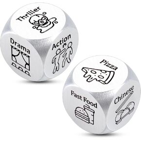 Tin Gifts for 10th Anniversary, 2 Pcs Food Decision Dice, 10th Anniversary Wedding Gifts for Husband Wife, 10 Year for Him Her, Date Night Dinner Dice Games for Boyfriend Girlfriend