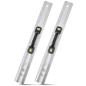 Blulu 2 Pcs Aluminum Straight Edge Ruler with Handle 21.6 inches Metal Metric Centimeter Ruler for Precise Cutting Crafting