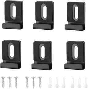6 PCS Metal Mirror Holder Kit, Heavy Duty Mirror Hanger Clips with Rubber Pads Screws, Wide Channel Frameless Hardware Hanger for Mounting Wall Mirror Billboard Displays, Black