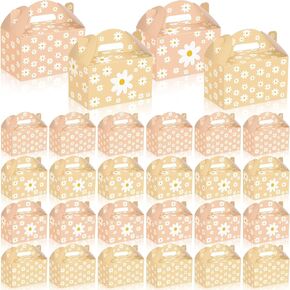 Dunzoom 24 Pcs Daisy Party Favor Treat Boxes Two Groovy Birthday Decorations Boho Flower Goodie Candy Boxes Daisy Birthday Party Supplies Holiday Paper Gift Bag for Wedding Gift Wrapping