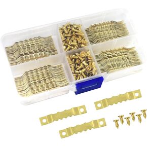 100 Pack Small Metal Sawtooth Picture Hangers with 200 Screws for Hanging Decor Wooden Photo Frames, Clock, Paintings Art Crafts Works and DIY Projects (Black)