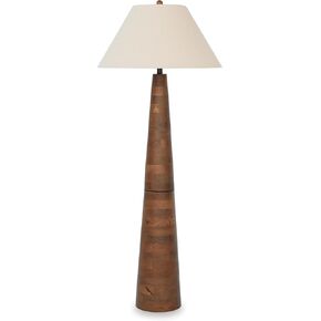 Signature Design by Ashley Danset Contemporary Wood Floor Lamp with 3-Way Switch, Light Brown