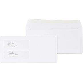 Staples Laser Forms Gummed Double-Window Business Envelopes, 4 1/5-inch x 9-inch, Wove White, 1000/Carton (ST473949-CCVS)