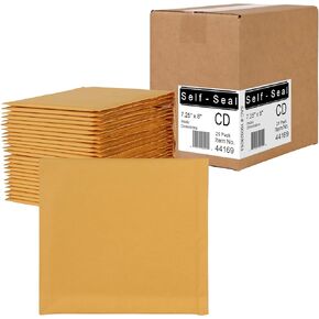 Sealed Air Jiffylite Brown Kraft CD Disc Air Bubble Mailers, 25 Pack (44169)