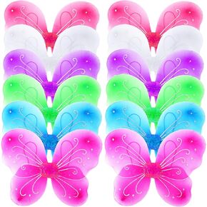 12 Pack Girls Fairy Wings Bulk Butterfly Wings Butterfly Angel Costume Wing for Kids Cosplay
