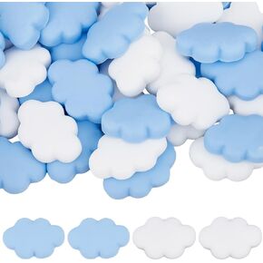 SUNNYCLUE 1 Box 40Pcs Cloud Cabochons Cloud Resin Charm Bulk Blue White Flatback Cartoon Clouds Shaped Scrapbooking Embellishment Cabochon for DIY Crafts Jewelry Making Phone Case Hairpin Accessories