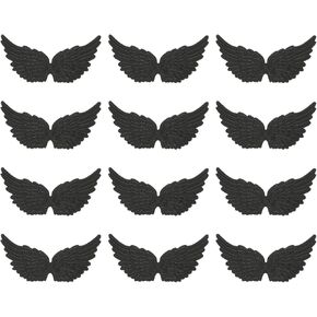 PATIKIL 12Pcs Angel Wings for Crafts, Small Glitter Pink Angel Wings Ornament Fabric Wings Sew on Patches for Backpacks Dress DIY Crafts Decorative Props (5.3 Inch)
