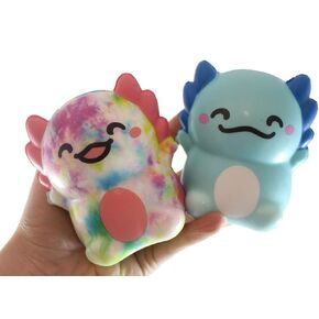 Curious Minds Busy Bags 2 Random Color Axolotl 4" Slow Rise Squishy Toys - Memory Foam Party Favors, Fidgets, Prizes, OT