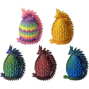 5PCS 3D Printed Mini Dragon Egg with Dragon Inside Fidget Toy,Mythical Prefilled Easter Eggs with Glow in The Dark
