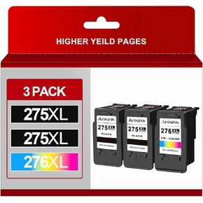 Ankink Remanufactured Ink Cartridge Replacement for Canon 275XL 276XL PG-275 276 XL PG275 CL276 (2 Black Color 3-Pack) to use with TS3522 TR4720 TR4700 TR4722 TS3500 TS3520 Printer Combo