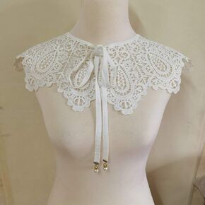 Embroidered Floral Lace Neckline Neck Collar Trim Clothes Sewing Applique Edge (White C)