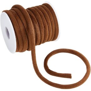 OLYCRAFT 10.94 Yards Soft Velvet Round Cord 6mm Dark Brown Velvet Cord String with 1pc Spool Soft Velvet Ribbon Velvet Craft Thread Tubing Fabric Cord for Necklace Jewelry Making Sewing Accessories