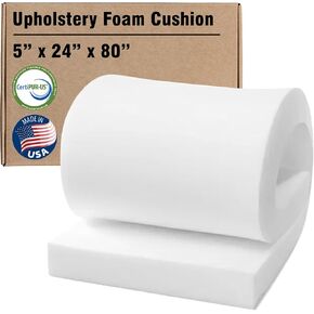RaceCityFoam Upholstery Foam Cushion 5" H x 24" W x 80" L (Ultra Firm) 50ILD High Density Upholstery Foam Cushion CertiPUR-US Certified, Made in USA